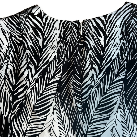 Club Monaco squelah palm leaves Floral Black White Silk Short Sleeve Dress Sz 0 - Picture 6 of 8